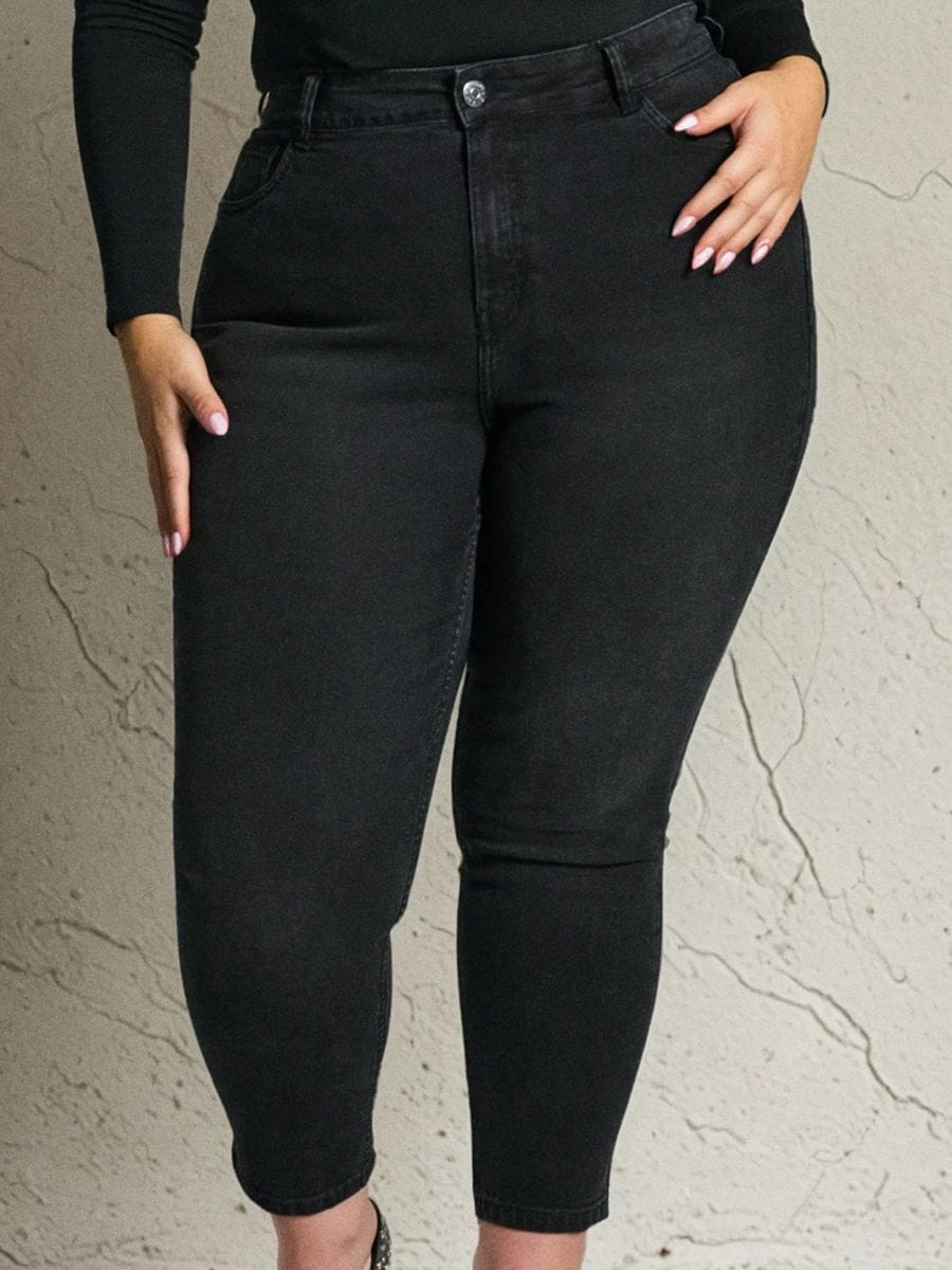 Džíny mom fit - černá - SINSAY