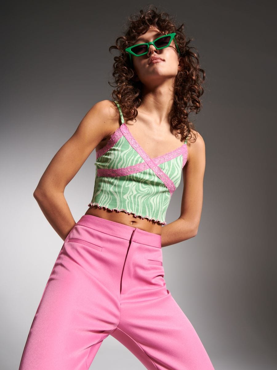 Kombinépántos crop top - többszínű - SINSAY