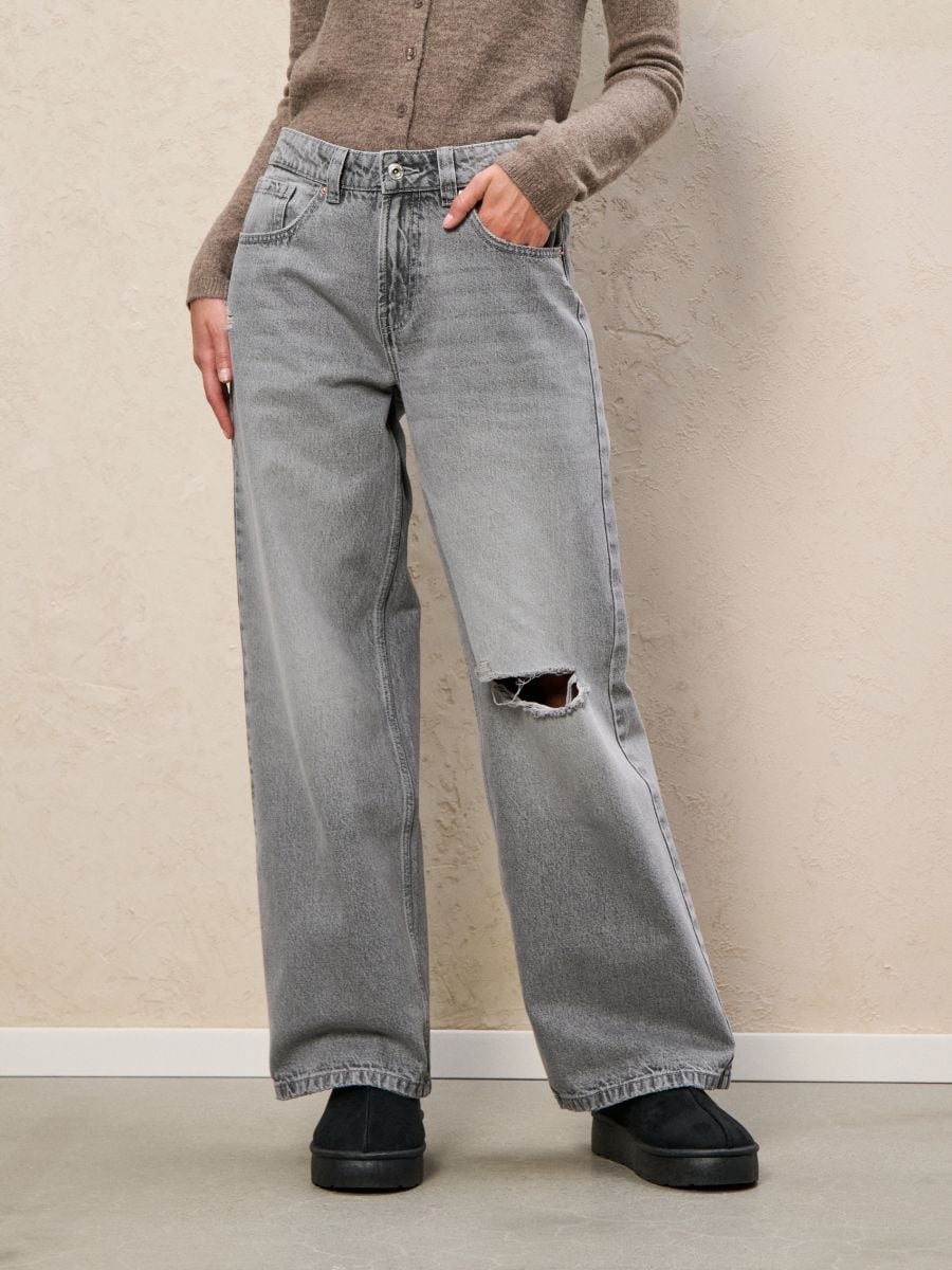 Jeans mit lockerem Schnitt - Grau - SINSAY