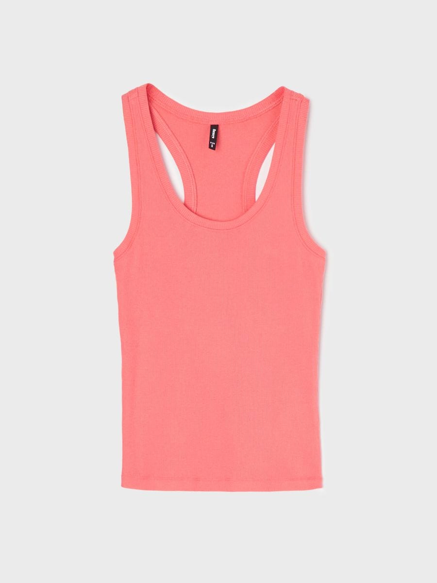 Бавовняна майка на бретелях - кораловий - SINSAY