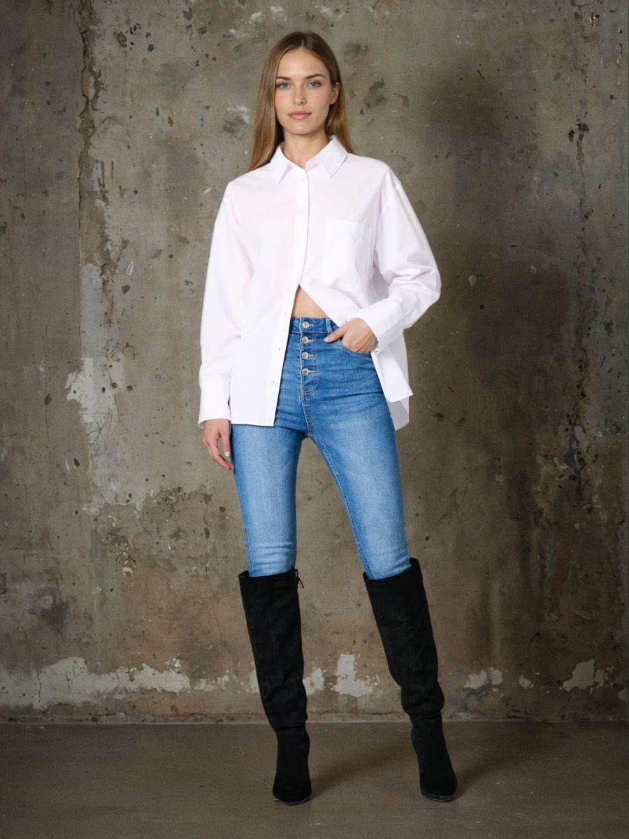 Jeansy skinny high waist - niebieski - SINSAY