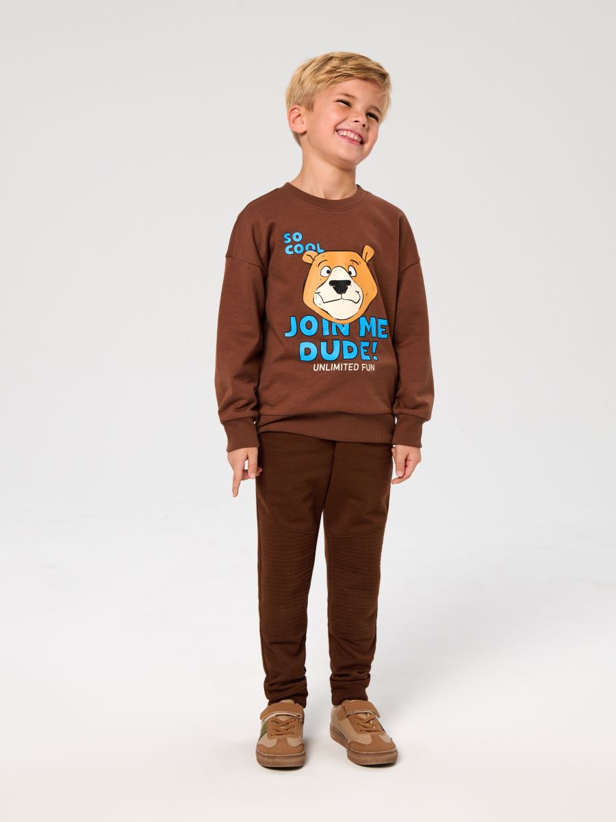 Spodnie jogger basic - brązowy - SINSAY