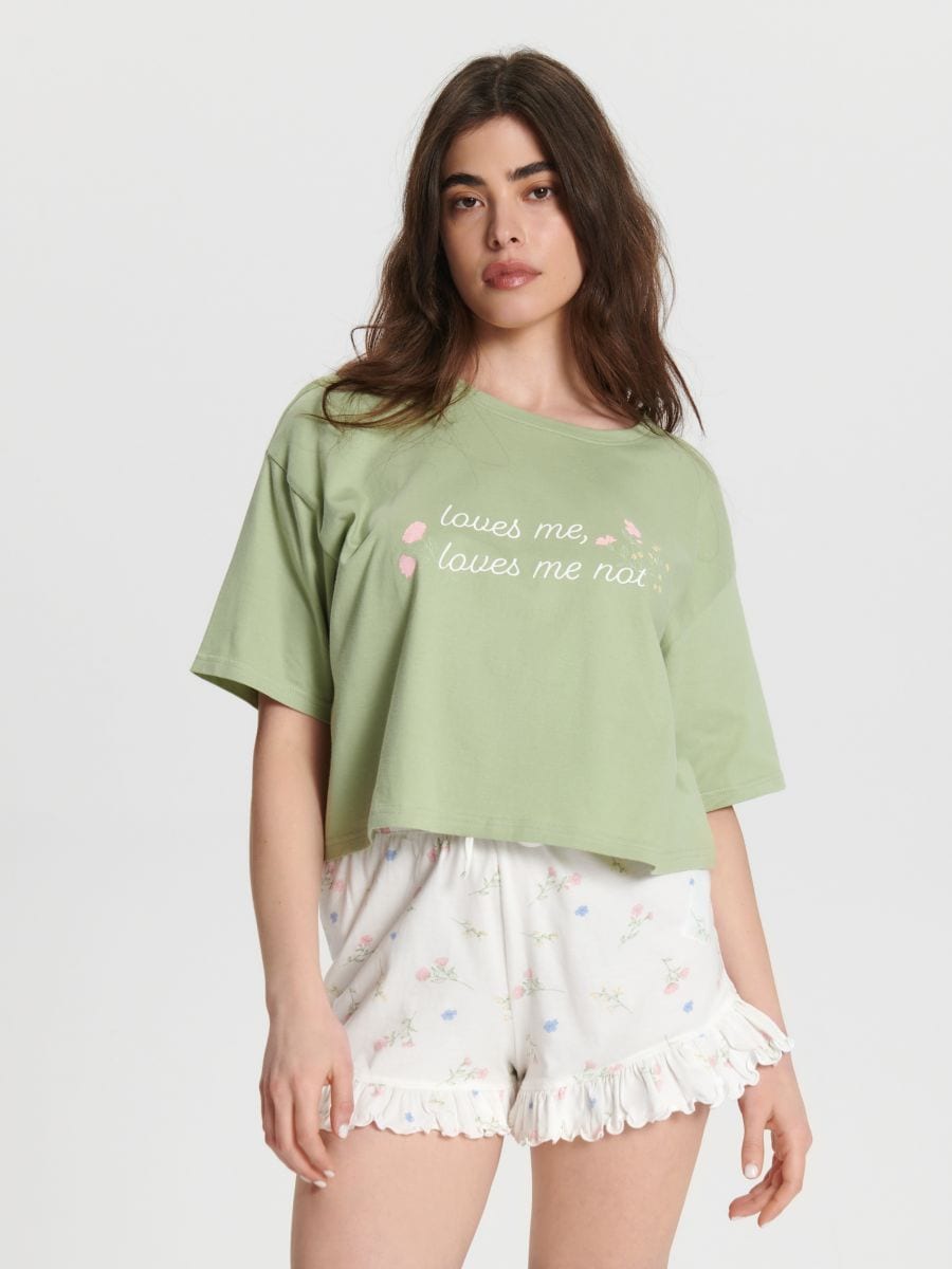Piżama bawełniana - zielony - SINSAY
