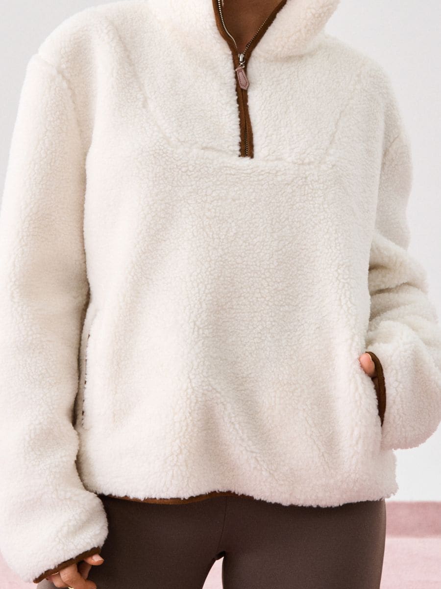 Bluza sherpa - kremowy - SINSAY
