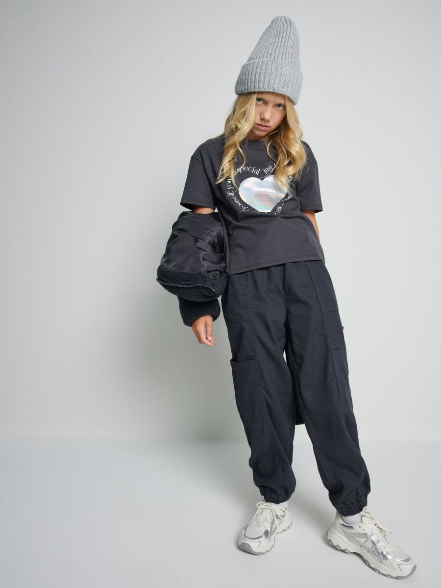 Breite Hose - Grau - SINSAY
