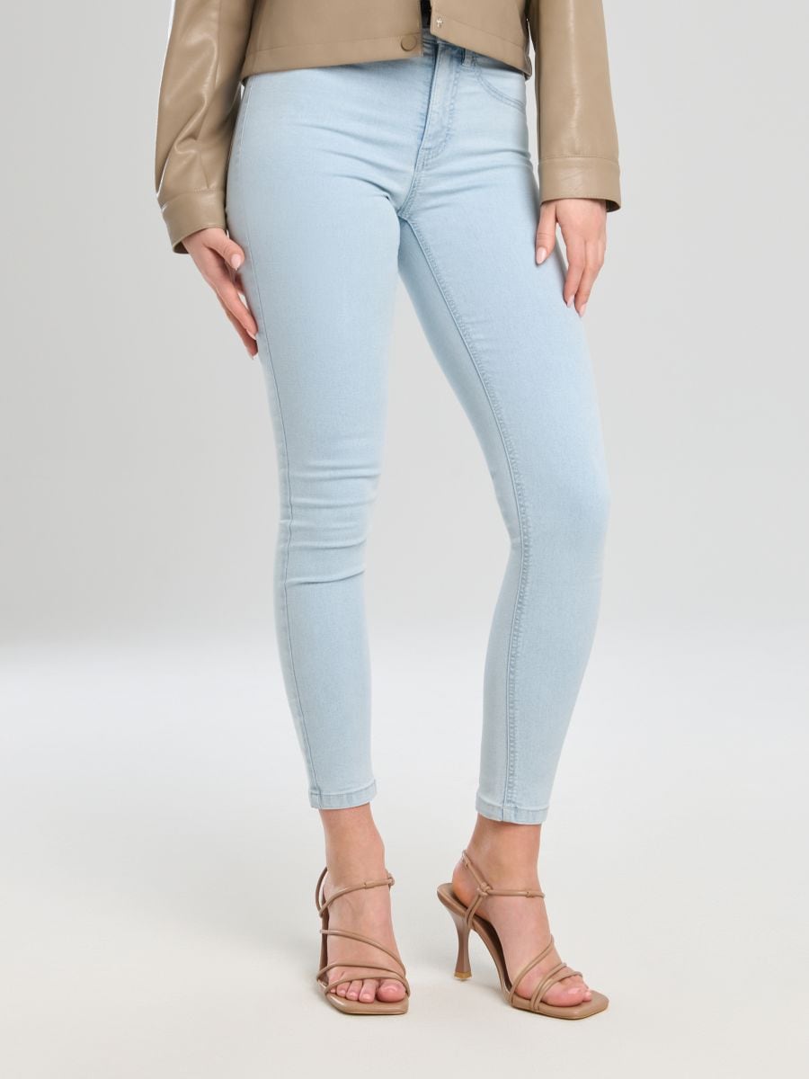 Jeansy skinny mid waist - niebieski - SINSAY