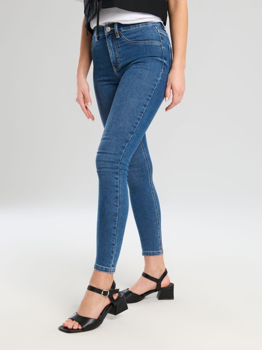 Keskmise vöökohaga skinny teksapüksid - sinine - SINSAY