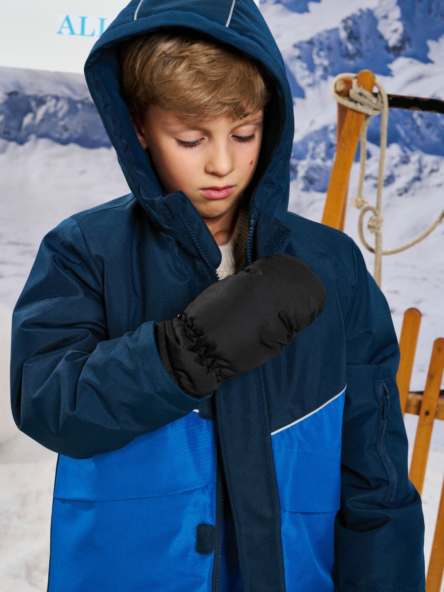 Rukavice s jedním prstem s podšívkou - černá - SINSAY