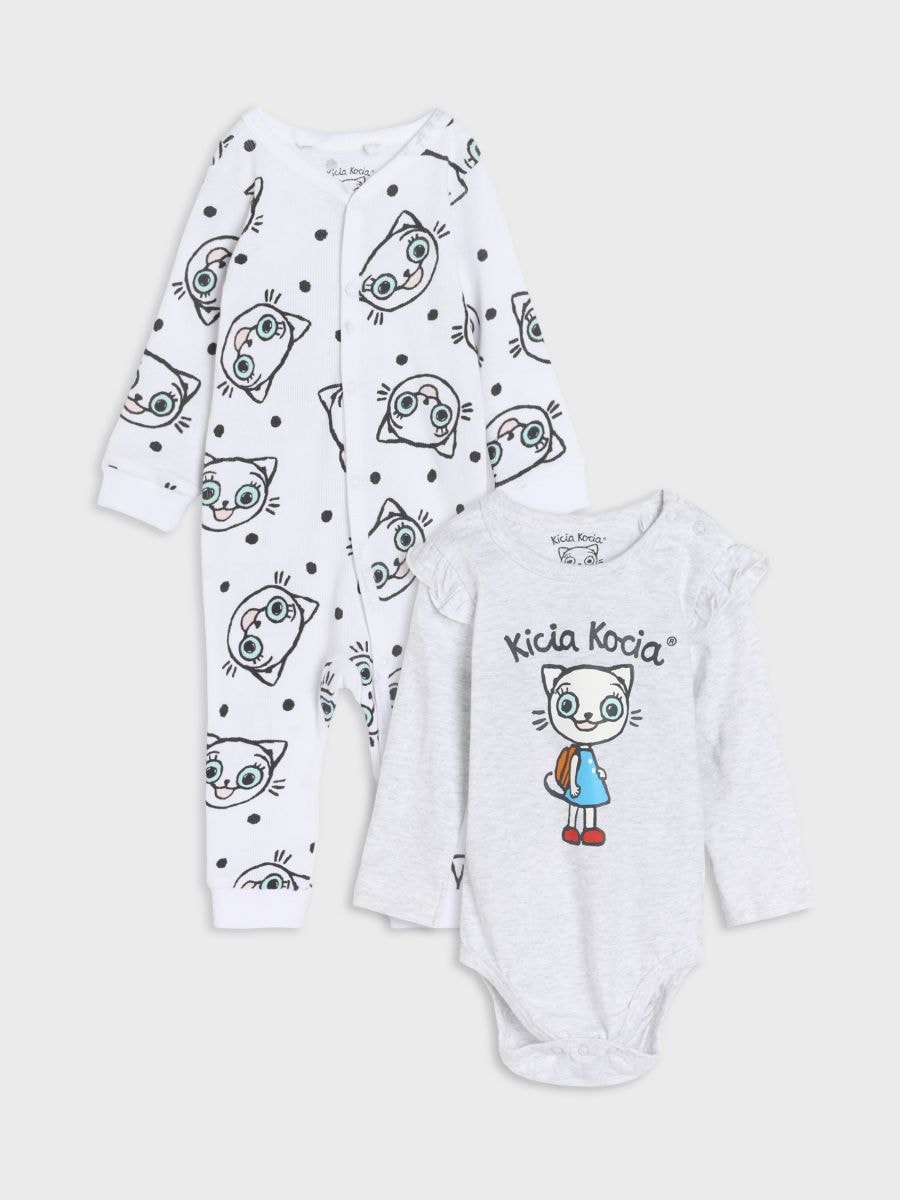 Sada body a overalu Kitty Kotty - bílá - SINSAY
