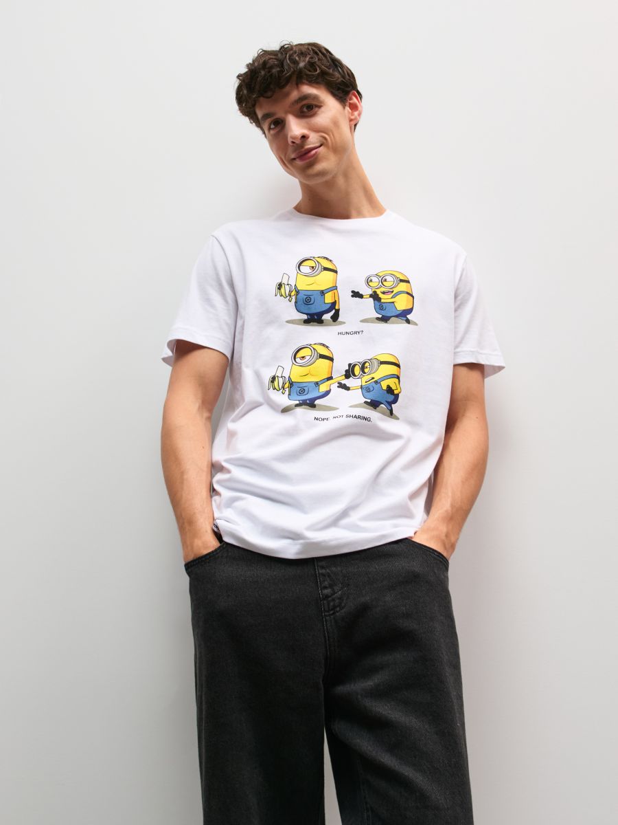 Tricou din bumbac cu imprimeu Minions - alb - SINSAY