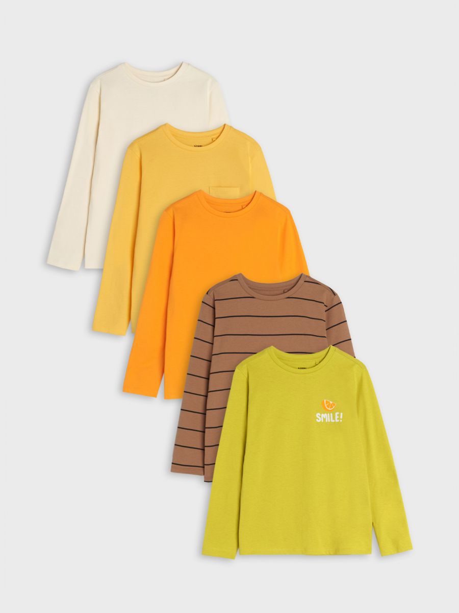 5er-Pack Langarmshirts Mit Rippenstruktur - Basics Für Jeden Tag