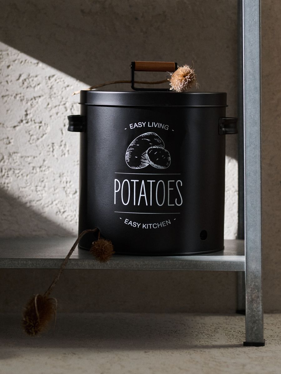 Kovová nádoba na brambory s víkem - černá - SINSAY