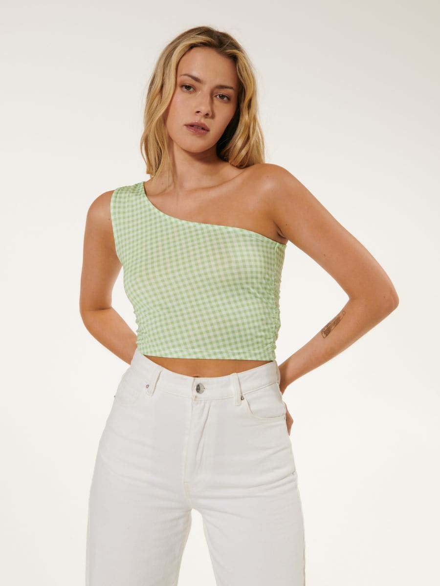 Patterned crop top Color pale green - SINSAY - 9012J-07P