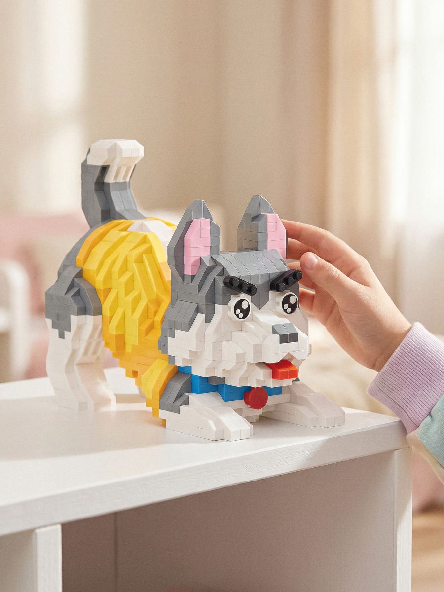 Konstruktsiooniklotsid husky koera kujuga - oranž - SINSAY