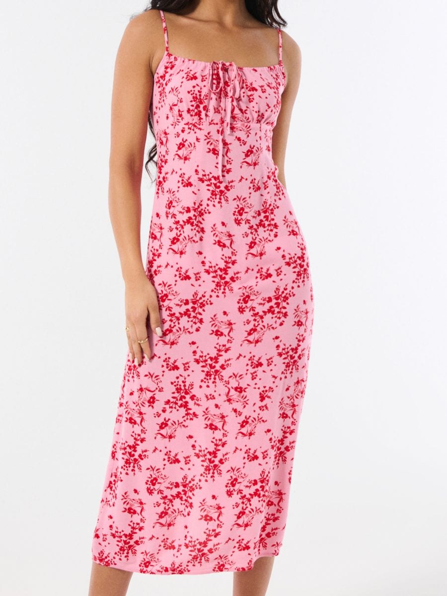 Viskose Kleid mit Blumen - Mehrfarbig - SINSAY