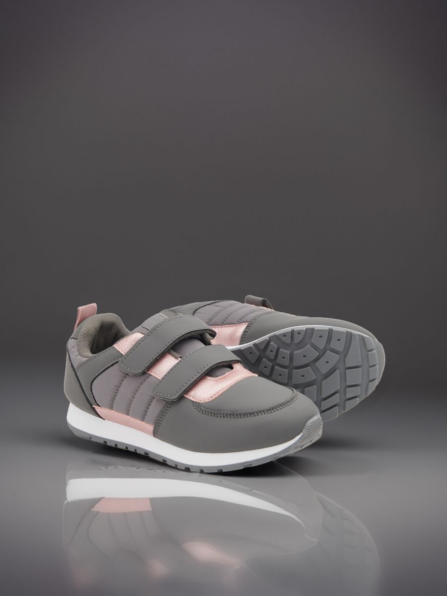 Sneakers with Velcro fastening - mid grey - SINSAY