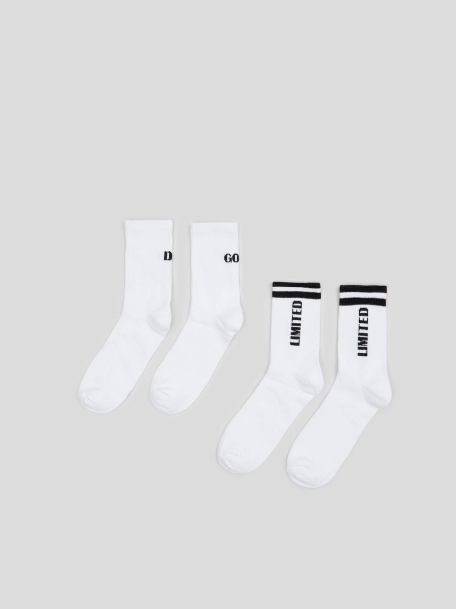 Σετ με 2 ζεύγη κάλτσες - λευκο - SINSAY
