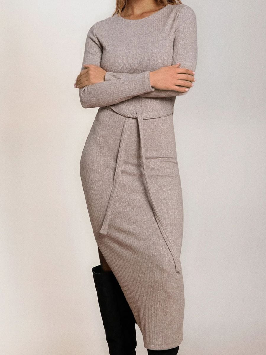 Трикотажна сукня - бежевий - SINSAY