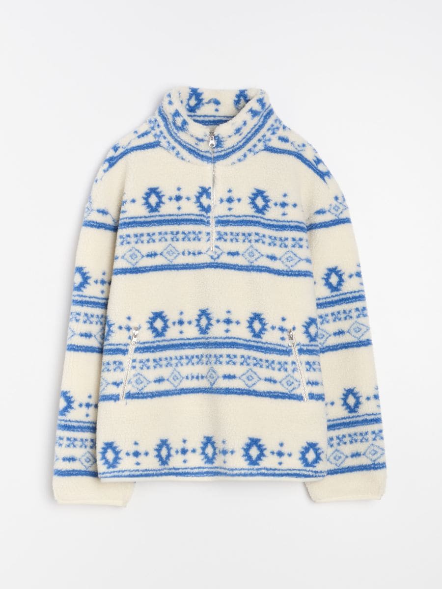 Hanorac sherpa cu guler și fermoar - multicolor - SINSAY