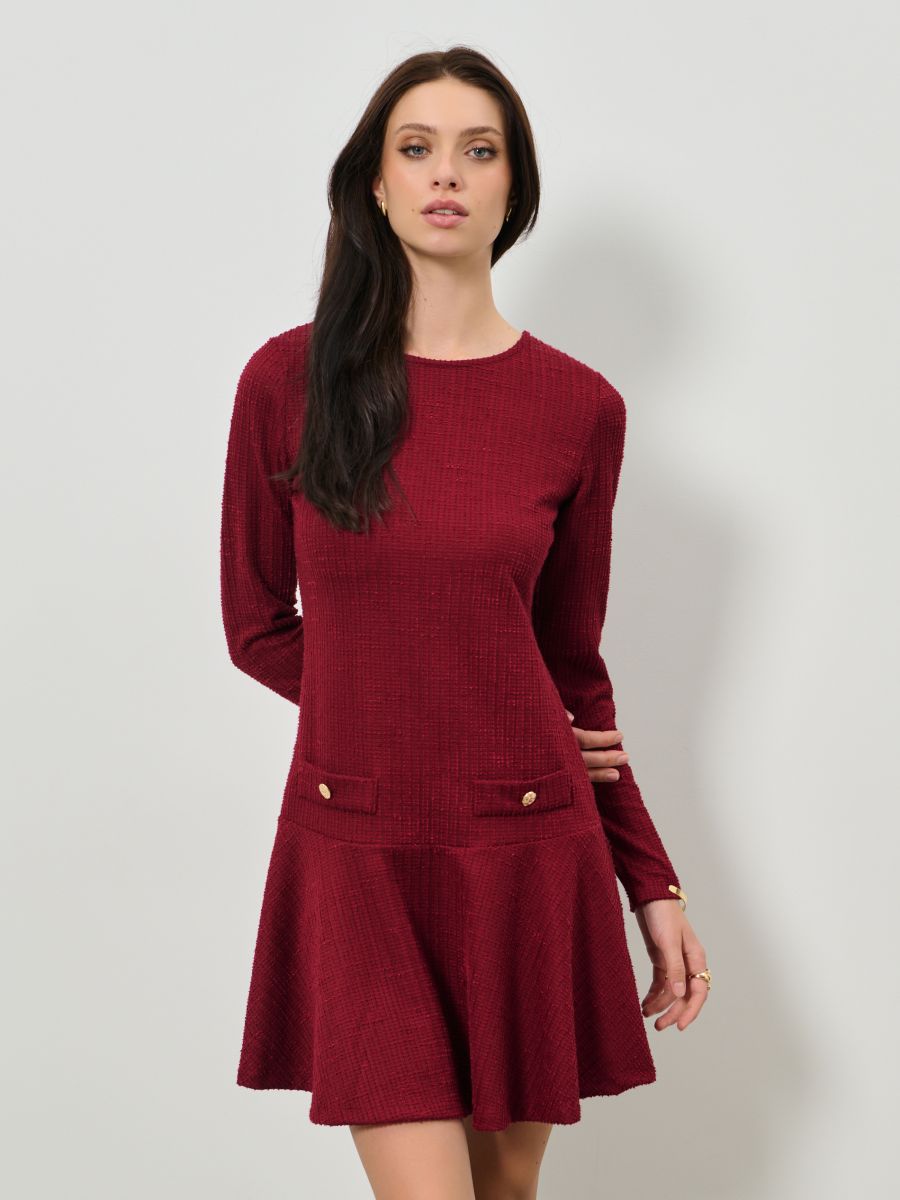 Rozšířené mini šaty - burgundy - SINSAY