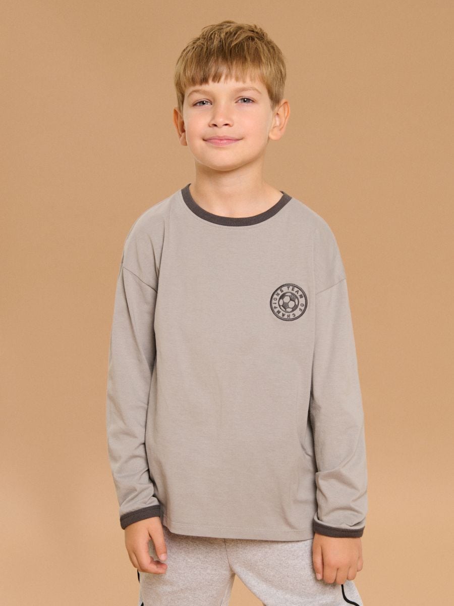 Футболка з довгим рукавом - середньо-сірий - SINSAY