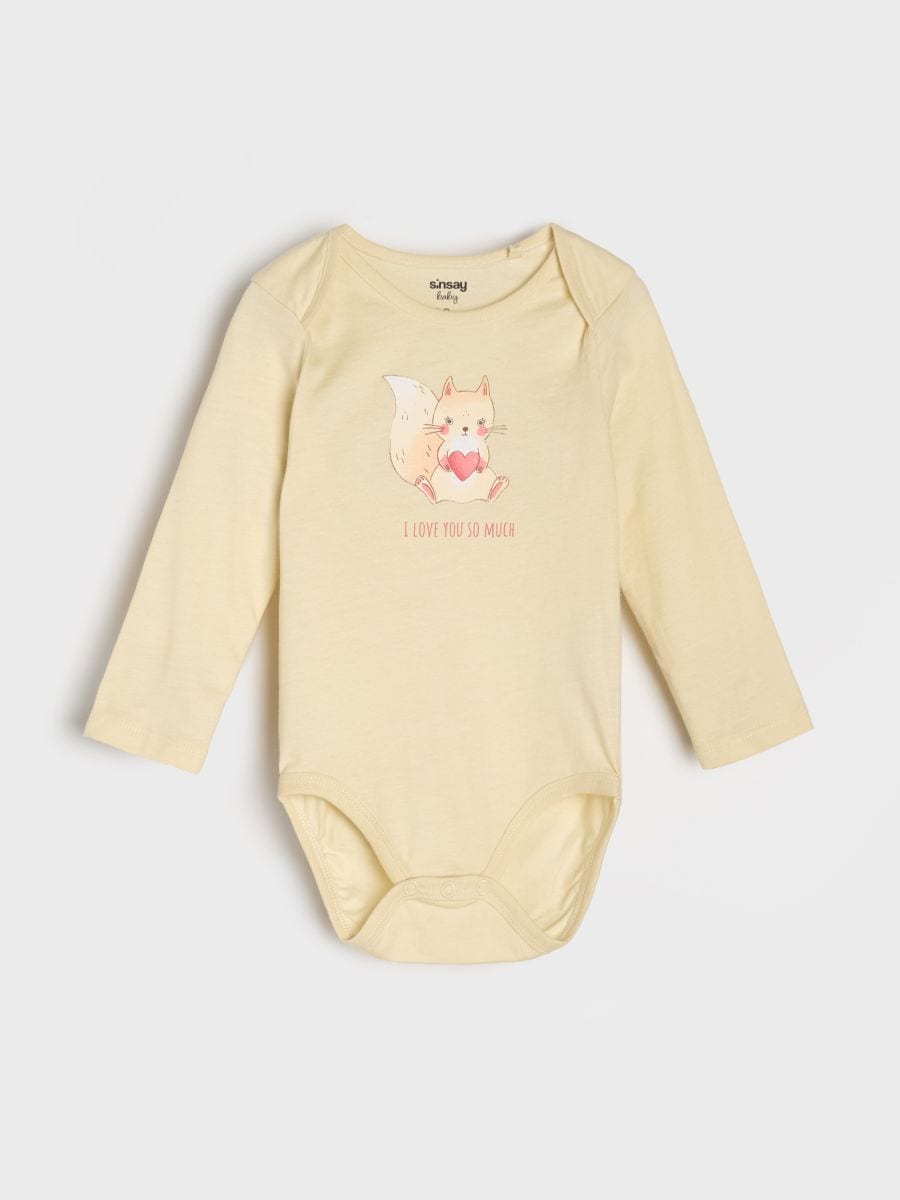 Bawełniane body - kremowy - SINSAY