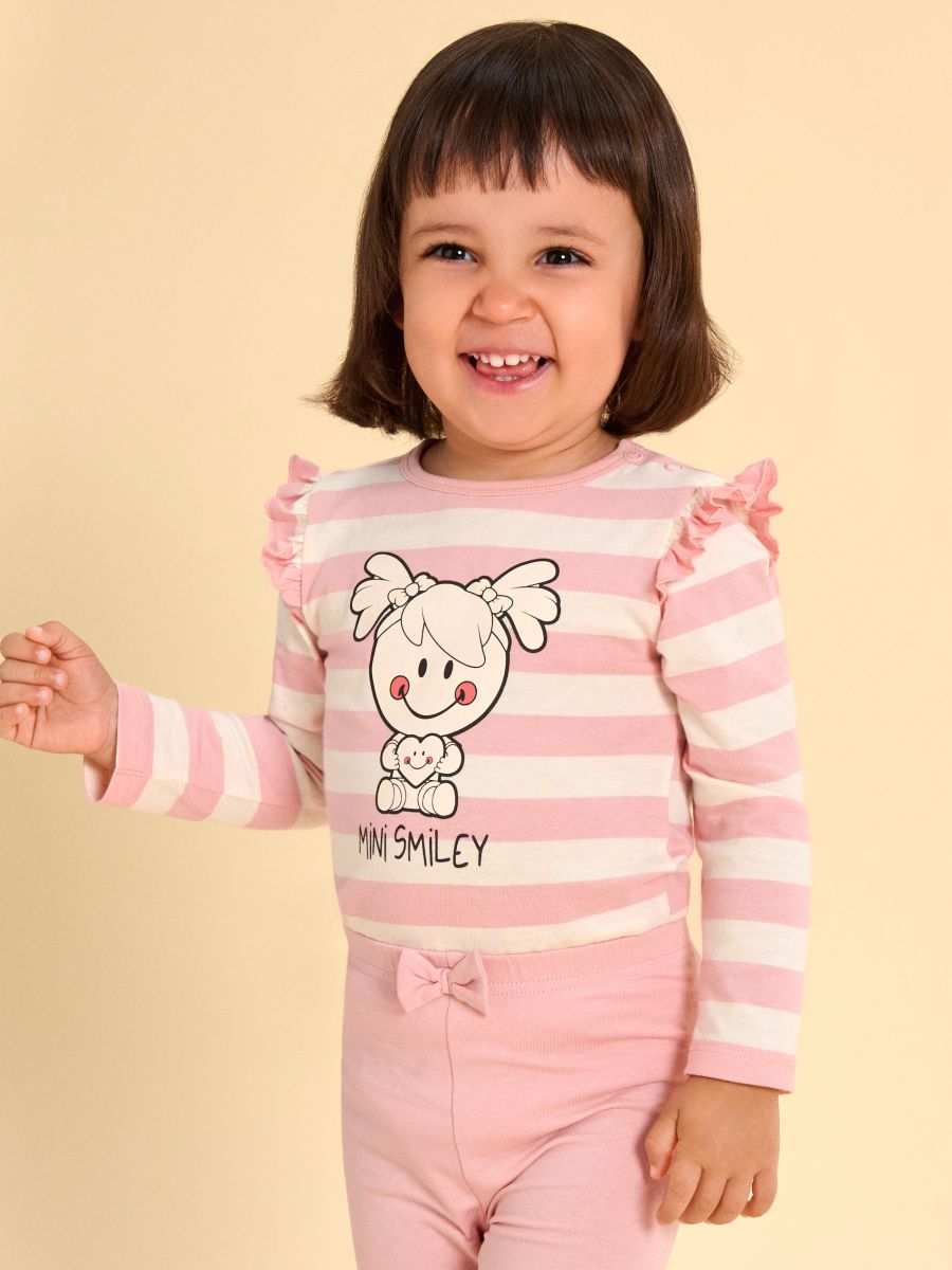 Body fodros díszítéssel Mini Smiley - krémszínű - SINSAY