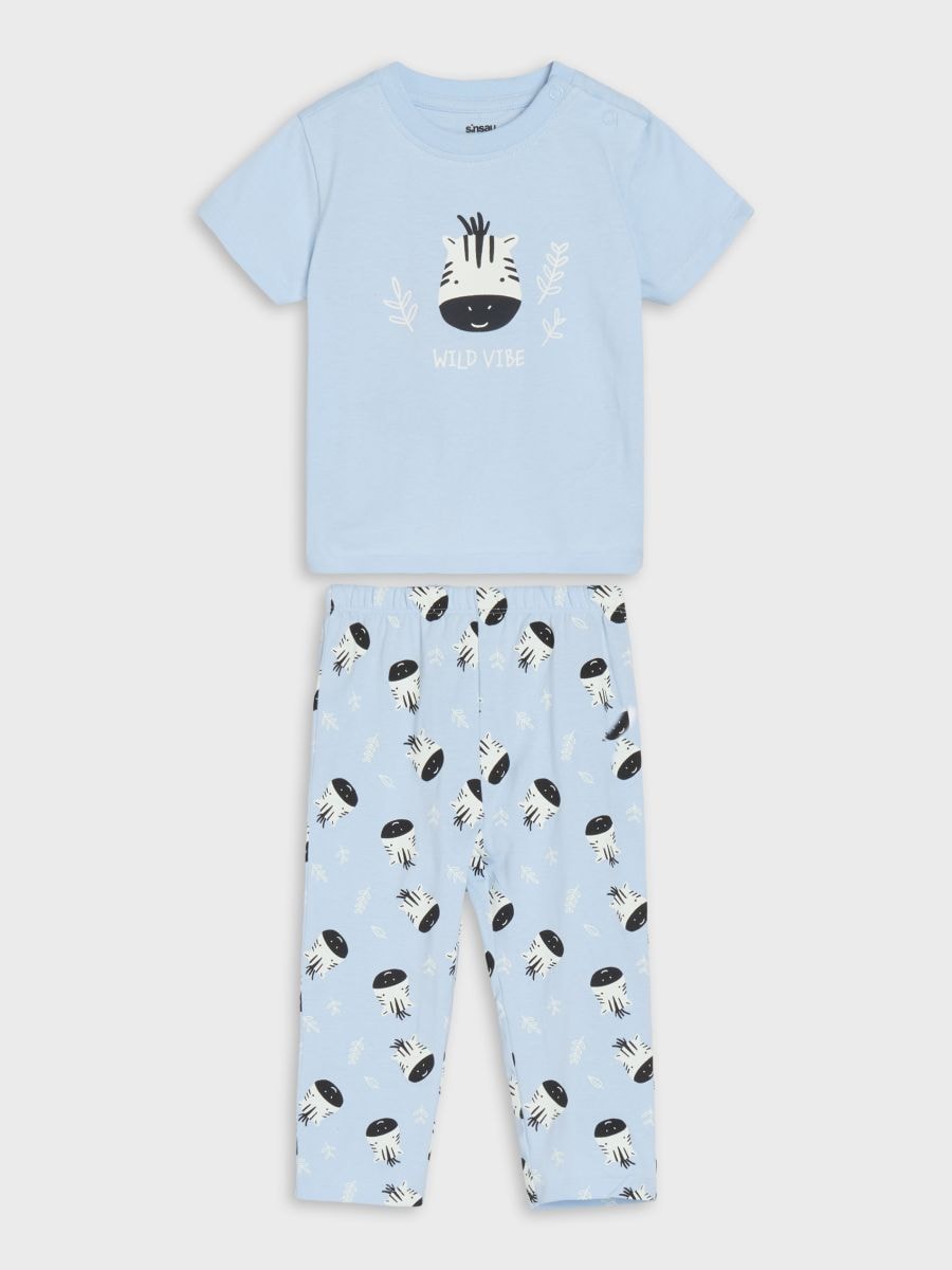 Zweiteiliger Baumwollpyjama - Hellblau - SINSAY