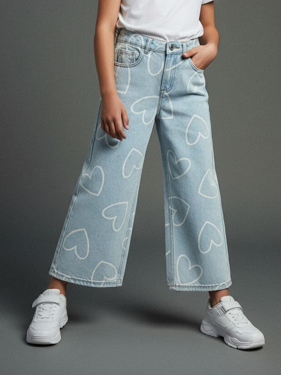 Farmerke širokog kroja sa efektom istrošenosti - grey blue - SINSAY