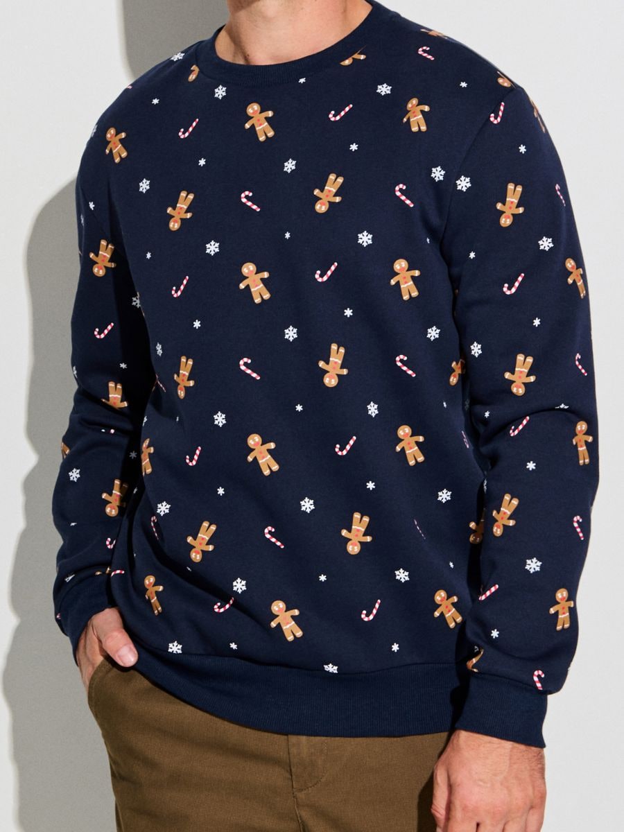 Jõulumotiiviga pluus - tumesinine - SINSAY