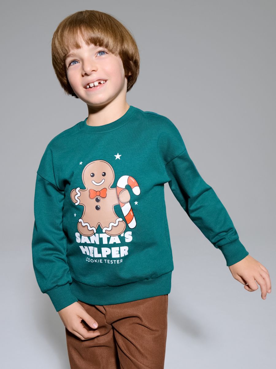 Bluza z motywem świątecznym - green spruce - SINSAY