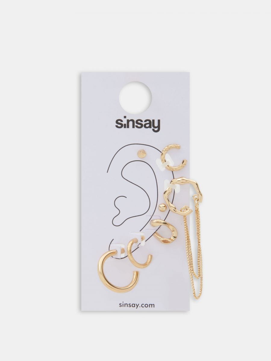 Earrings 7 pack - golden - SINSAY