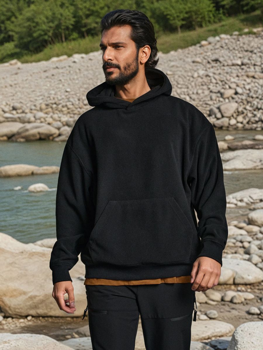 Hanorac tip hoodie - negru - SINSAY