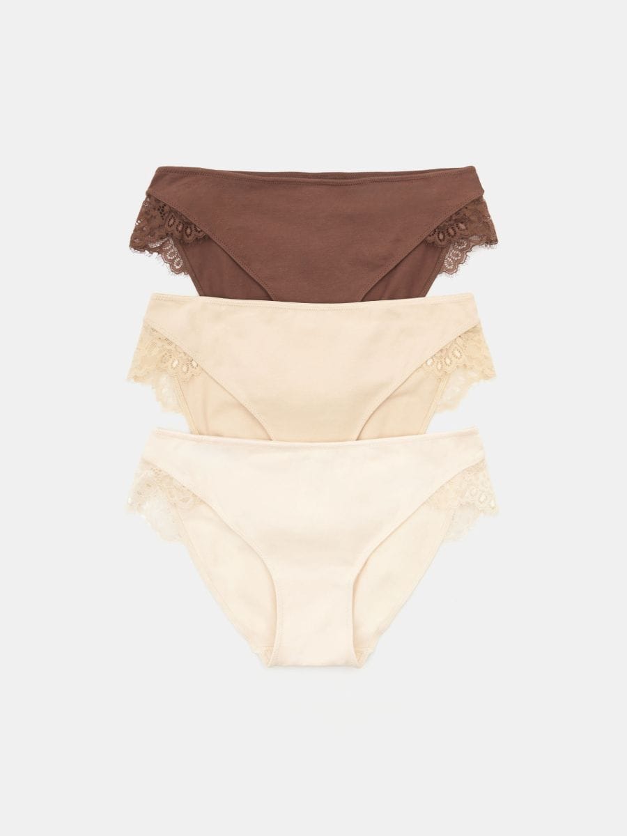 Bawełniane majtki figi 3 pack - wielobarwny - SINSAY