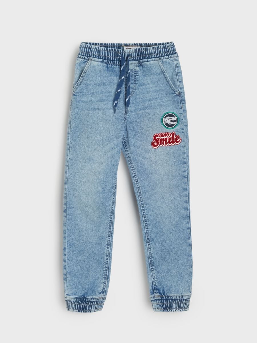 Jeansy jogger z efektem sprania - niebieski - SINSAY