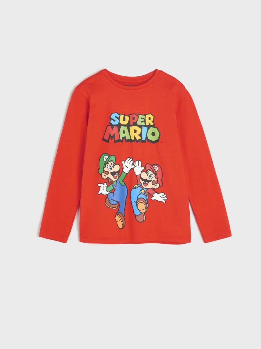 Tričko s dlouhými rukávy Super Mario - červená - SINSAY