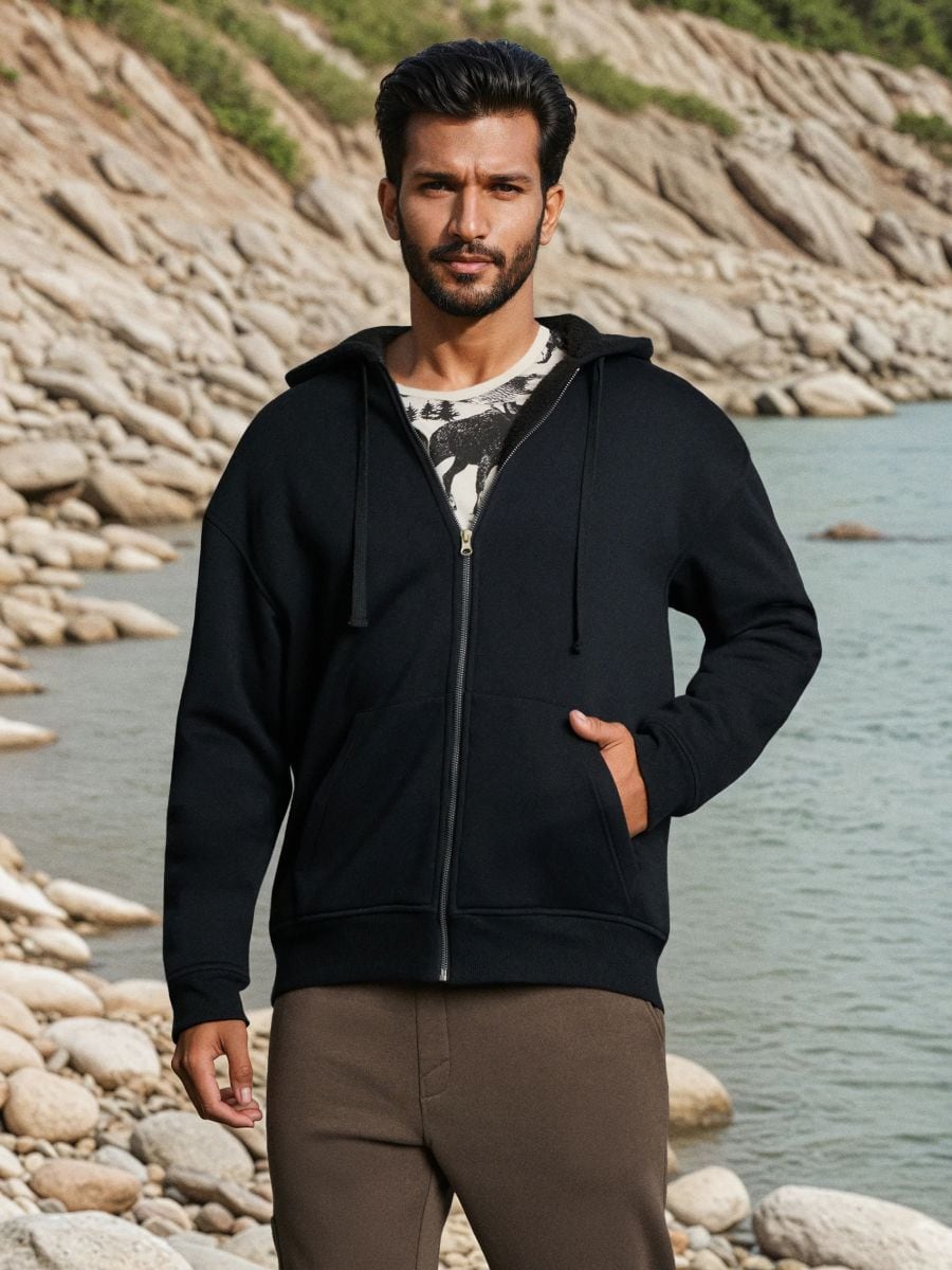 Cipzáras kapucnis felső - fekete - SINSAY