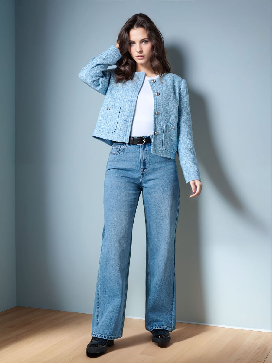 Jeansy high waist - niebieski - SINSAY