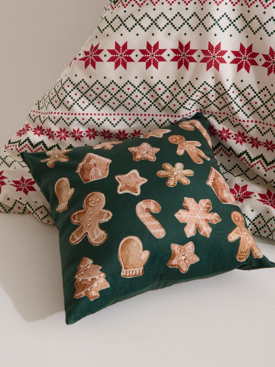 Наволочка з різдвяним мотивом - синьо-зелений - SINSAY