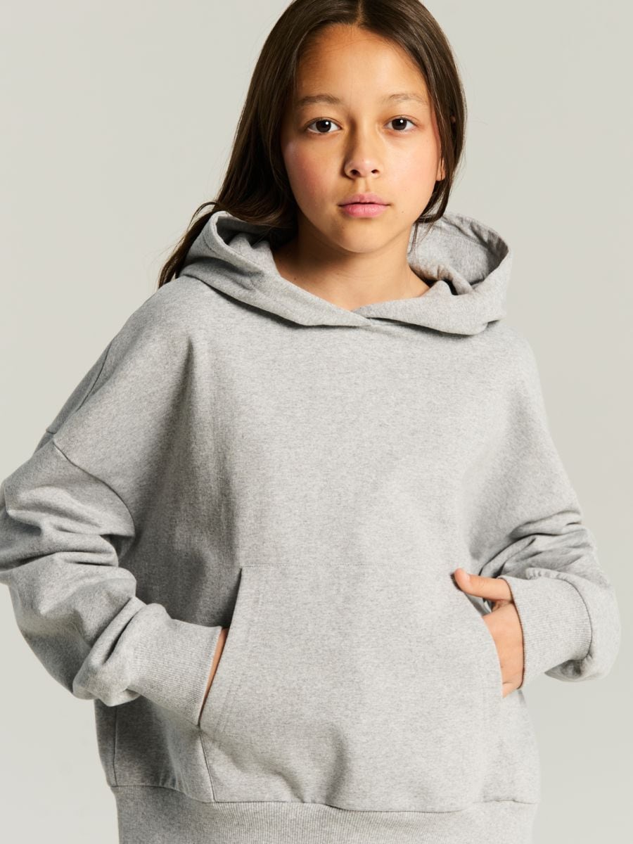 Bluza z kapturem basic - szary - SINSAY
