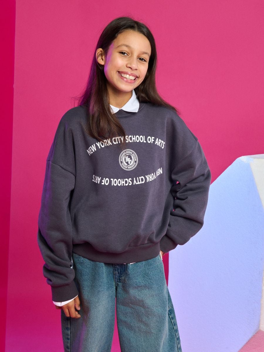 Dukserica s okruglim izrezom - siva - SINSAY