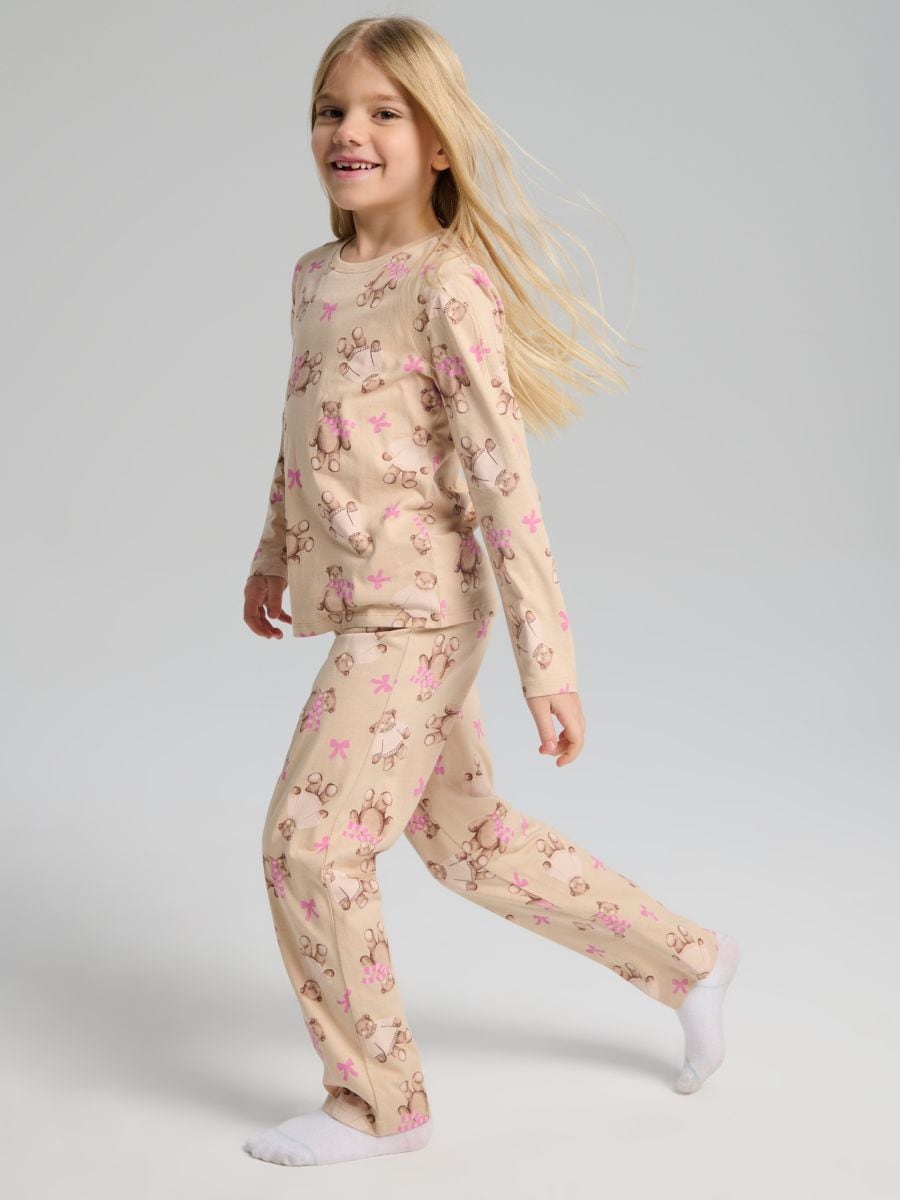 Kaheosaline puuvillane pidžaama - liivakarva - SINSAY