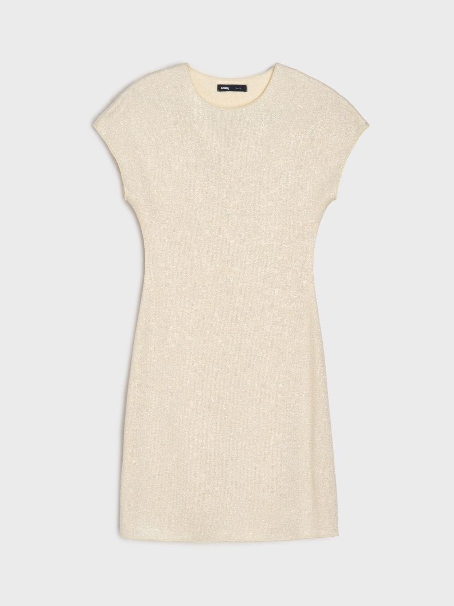 Mini šaty s metalickou nití - béžová - SINSAY