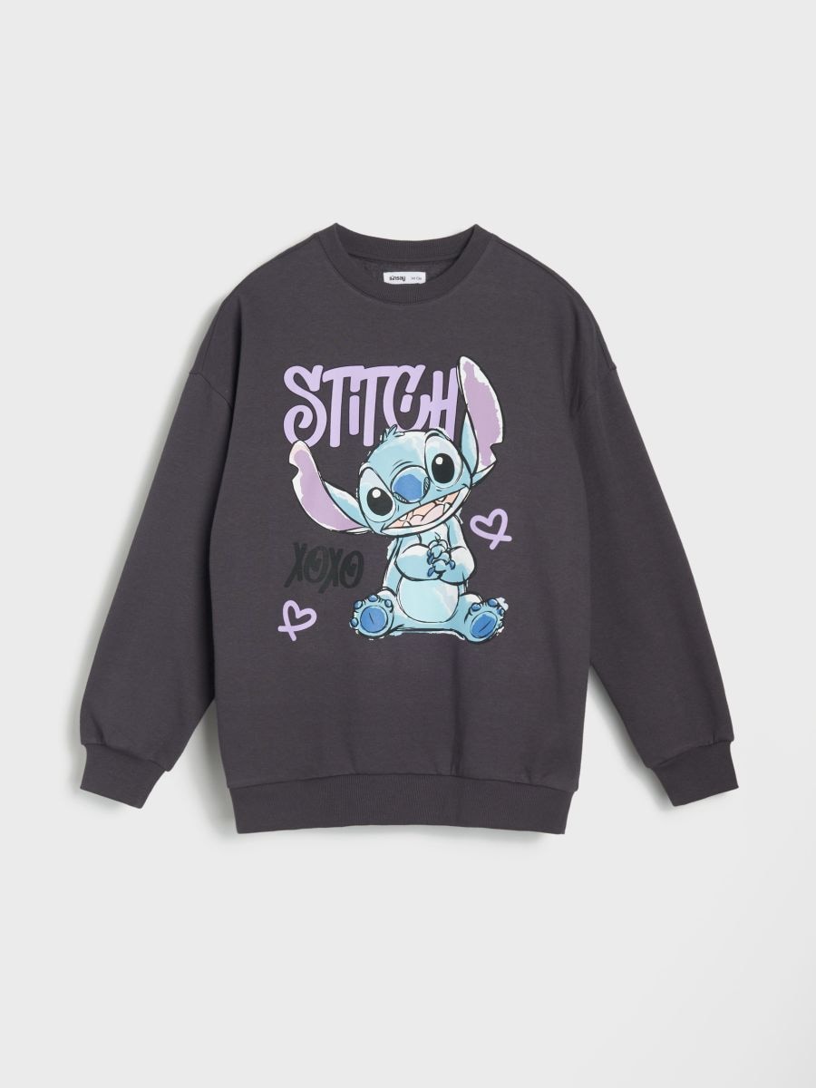 Bluză sport cu imprimeu Stitch - negru-antracit - SINSAY