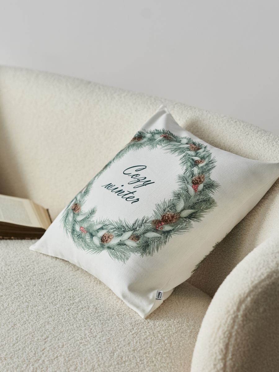 Talvine padjapüür pärjamustriga ja kirjaga - kreemvalge - SINSAY