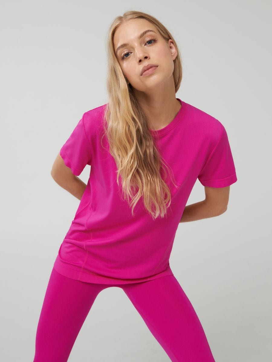 Tricou sport GYM HARD - roz-fuchsia - SINSAY