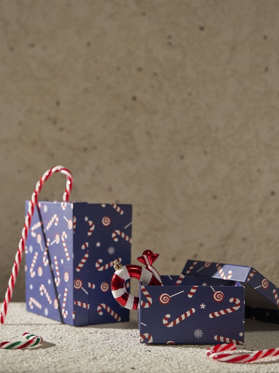 Χριστουγεννιάτικα κουτιά δώρου με σχέδιο γλειφιτζουριών σετ 2 τεμαχίων - ναυτικο μπλε - SINSAY