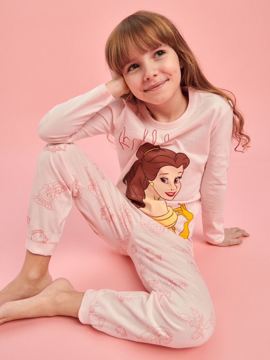 Pyžamová souprava Beauty and The Beast - pastelová růžová - SINSAY