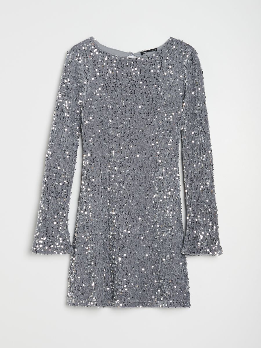 Rochie mini cu paiete - argintiu - SINSAY