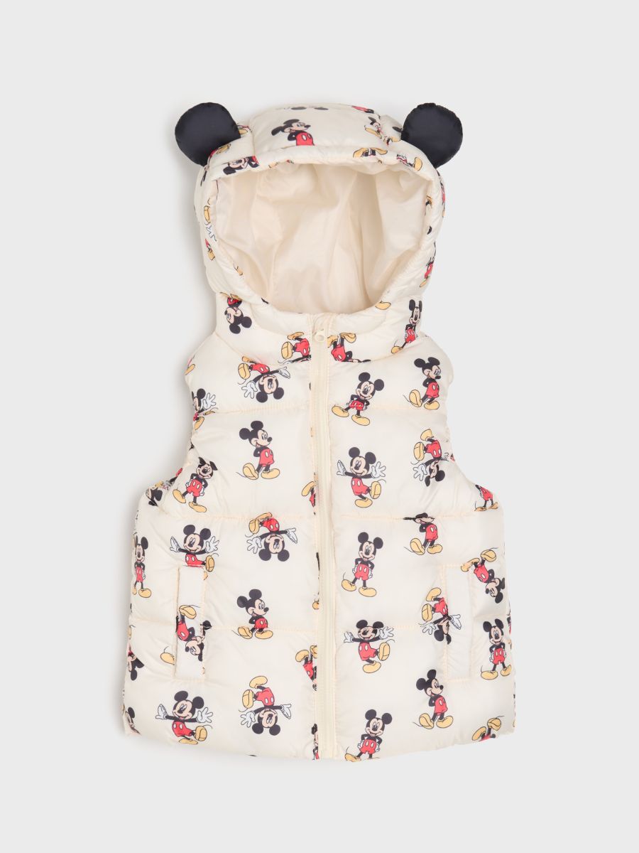 Vestă matlasată cu elemente 3D Mickey Mouse - crem - SINSAY